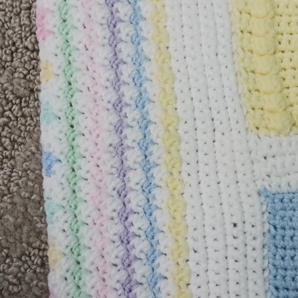 Now I Lay Me Baby blanket shower gift handcrafted heirloom unisex Pastel